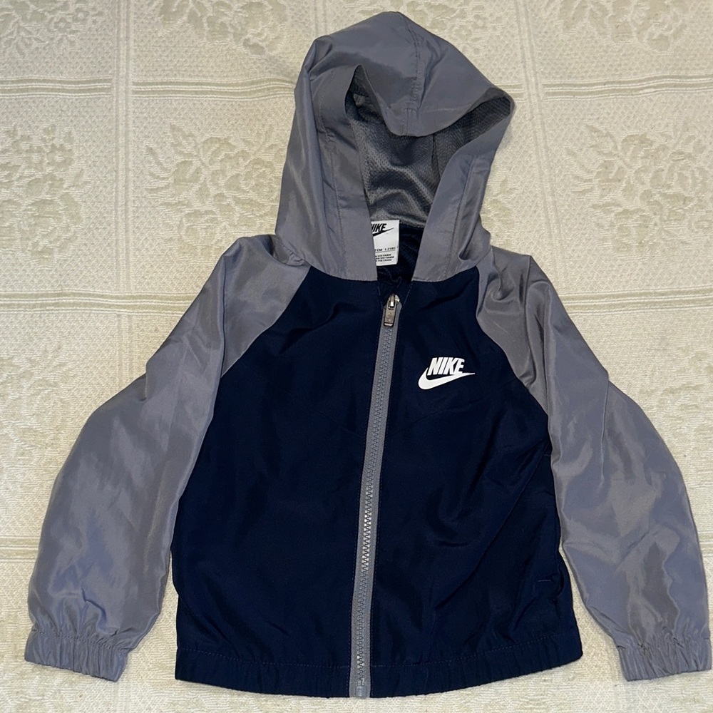 Nike Blue and Gray Kids' Hooded Jacket